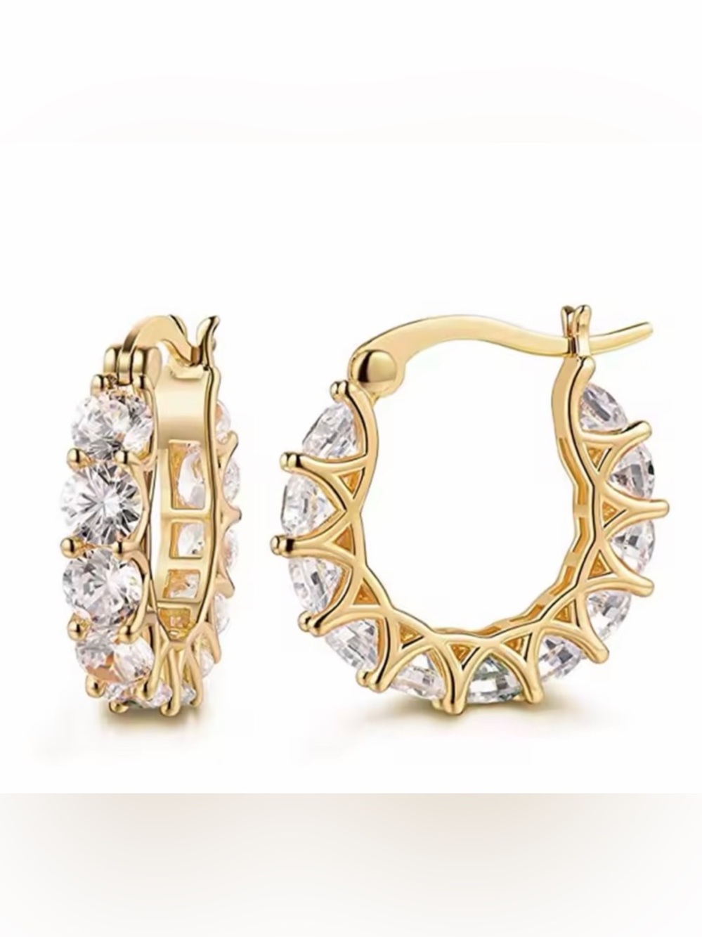 Gold Crystal Hoop Earrings - Elegant Women's Jewelry